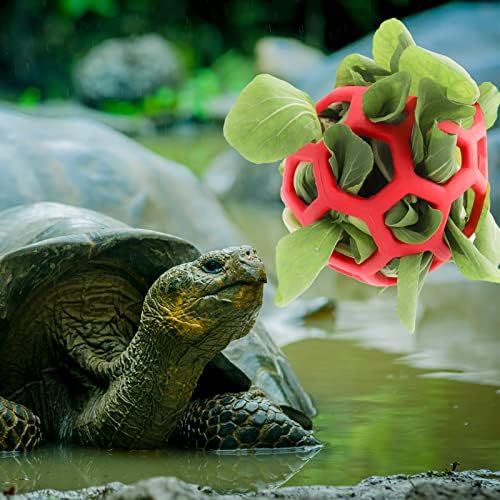 Tirifer Tortoise Treat Ball Toy Hay Feeder Ball Hanging Feeding Grass Ball Fruit Vegetable Feeder Holder Foraging Toy for Small Animals Pet Tortoise Turtle