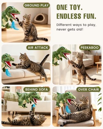 T-Rex Dinosaur Cat Puppet Glove, Interactive Toy with Movable Jaw