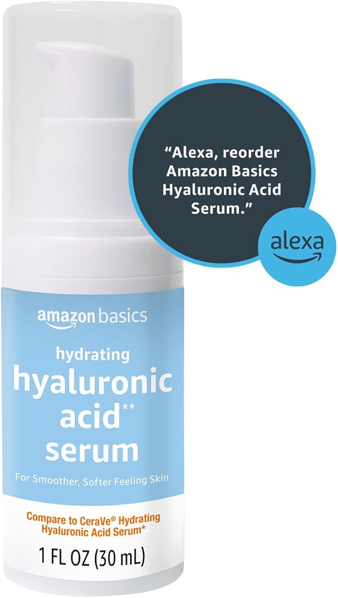Amazon Basics Hydrating Hyaluronic Acid Serum with Essential Ceramides and Vitamin B, 1 Fluid Ounce