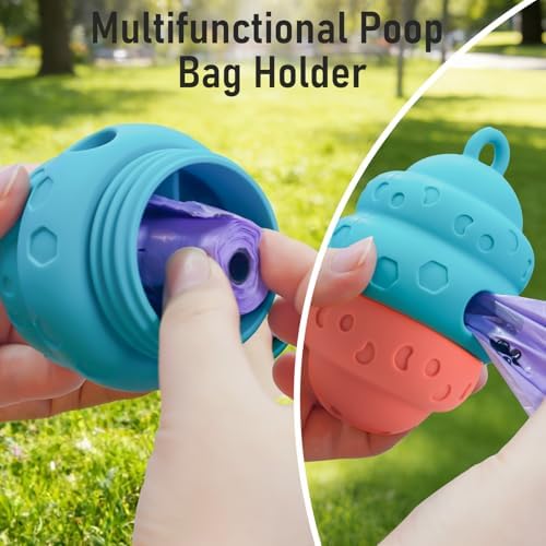 Dog Treat Toys for Medium Small Dogs, Silicone Dog Toy Treat Dispenser Slow Feeder Interactive Toys for Boredom, Enrichment Pet Toys Dispensing -Keep Them Busy- Outdoor with Buckle 1 Pack Orange