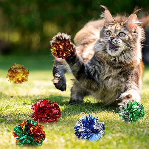 Silkfly 400 Pcs Polyester Film Crinkle Balls Cat Toys 2.36" Crinkle Ball