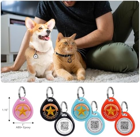 QR Code Pet ID Tag for Cats Dogs - Waterproof Durable Pet Identity Tracking Accessory (Pink, M)