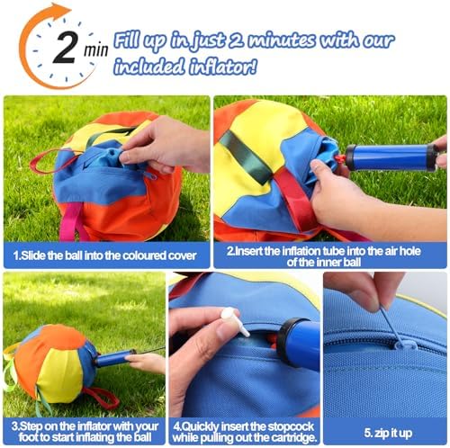 AIERSA Herding Ball for Dogs,9.85 in Tug of War Dog Toy with Handles for Outdoor Play,Dog Soccer Ball Toy&Training Toy Balls for Australian Shepherd,Interactive Toy Balls for Small&Medium Dogs
