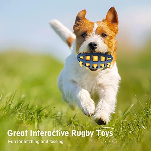 Dog Toy Ball, Dog Spiky Toy Ball with Squeaker, for Floating Chewing Fetching and Interactive Play (Yellow)
