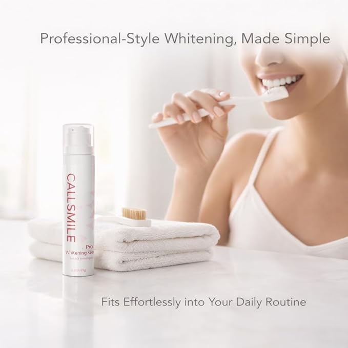 CALLSMILE Pro Whitening Gel - 4-6 Month Supply (2 oz) - Professional-Grade Hydrogen Peroxide Toothpaste Add-in - Up to 6 Shades Whiter in 30 Days - Easy Daily Use with Any Toothpaste