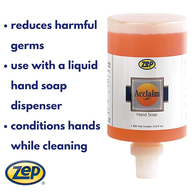 Zep Acclaim Antibacterial Liquid Hand Soap - 1 Liter (Case of 6) 314911 - Perfect For Business Or Home Use - Can Attach To D-1000 Dispenser Pump