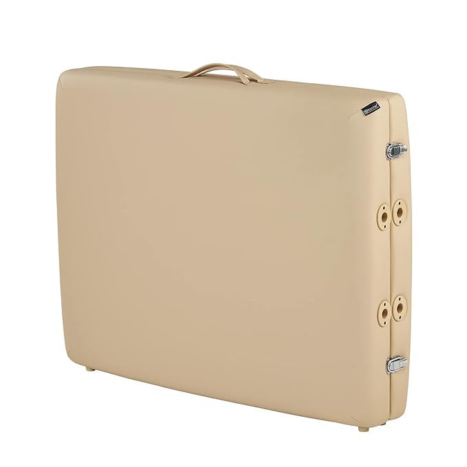 Master Massage 28" Argo Portable Massage Table in Cream with Walnut Legs- Spa Bed for Tabletop Exercise & Massage- Beauty Bed Tattoo Bed- Lash Table