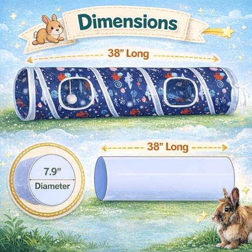 Mechpia Rabbit Toys, Large Bunny Hideout Tunnel and Tube for Rabbit Guinea Pig Chinchilla Ferret Rat