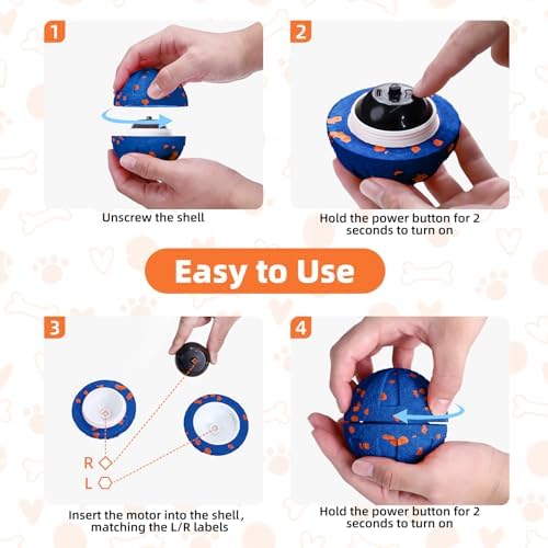 Interactive Dog Toys Balls, Dog Toys for Aggressive Chewers, Dog Chew Toys, Dog Enrichment Toys, Automatic Moving, Bouncing, Rotating, Rechargeable, Medium, Small Dogs Toys, Dog Toys to Keep Busy