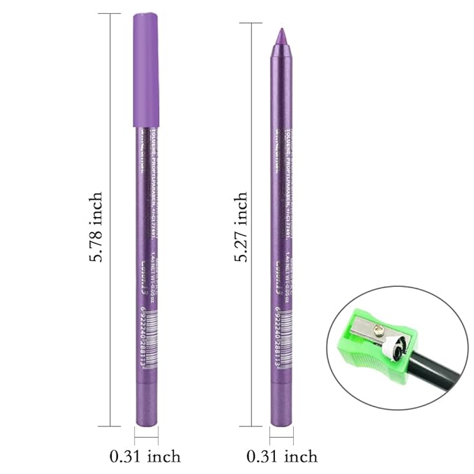 evpct Purple Eyeliner Pencils for Eyes, Voilet Lavender Purple Colored Eye Liner Pencil Makeup Waterproof Smudge Proof, Colored Gel Waterline Eyeliner Liquid, Face Eye Paint Stick Halloween Makeup 13