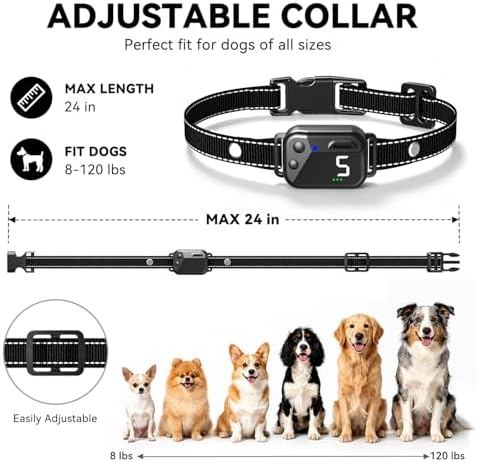 Bark Collar 2 Pack for Large Medium Small Dogs (8-120lbs), Black