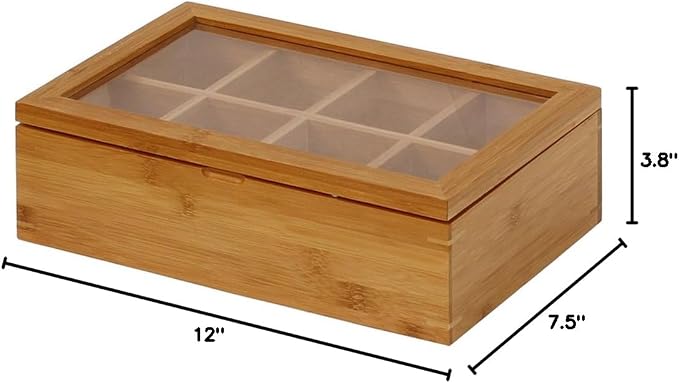 Oceanstar - TB1323 Bamboo Tea Box,12 Inch,Natural,(Pack of 6)