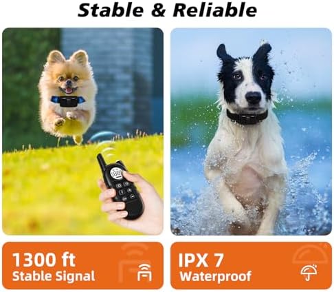 Ultra Compact Dog Shock Collar, Lightest Dog Training Collar with Remote for Small Dogs 5-30lbs & Medium Dogs/Puppies, Waterproof, Rechargeable, 1300ft Range (Black&Small)