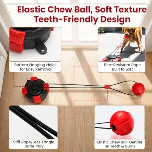 Interactive Suction Cup Tug of War Dog Pull Toys for Medium and Large Dogs, Chew & Puppy Teething Puzzle Toy Ball, Mental Enrichment Toy for Aggressive Chewers to Keeps Dogs Busy