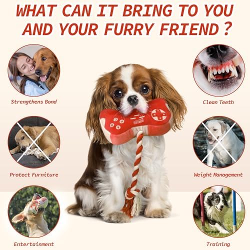 MTERSN Funny Squeaky Dog Toys for Small Dogs, Party and Playtime, Red