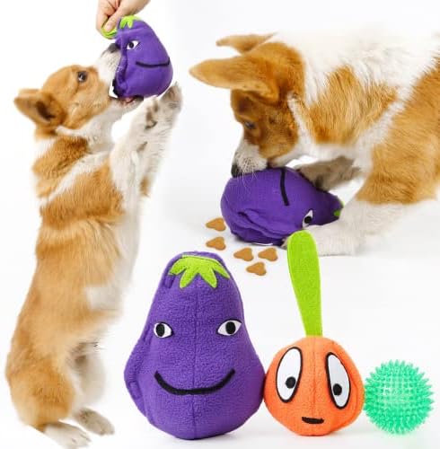 AWOOF 3 in 1 Squeaky Soft Plush Dog Chew Toy, Interactive Dog Toys