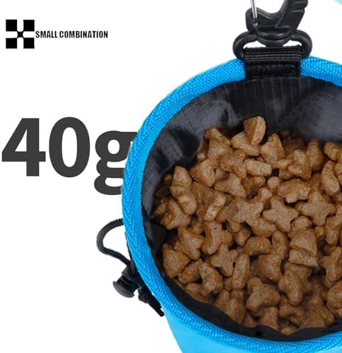 Dog Treat Pouch,Portable Puppy Dog Training Treat Bag,Hand Free Dog Walking Bag,Pet Feed Snack Reward Pocket,Dog Food Dispenser for Pet Puppy Travel or Outdoor Use (Blue)