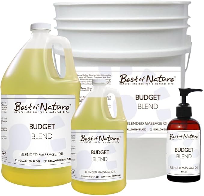 Best of Nature Budget Blend Massage & Body Oil - Affordable, Lightweight Moisturizer for Therapists & Spas, Gallon (128 fl oz) Bulk Size