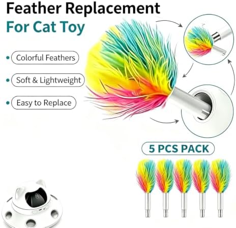Telescopic Feather Decor Parts, Replacement Accessory 3-in-1 Auto Laser Cat Toy (Only Feather Attachment, Toy Base Not Included)
