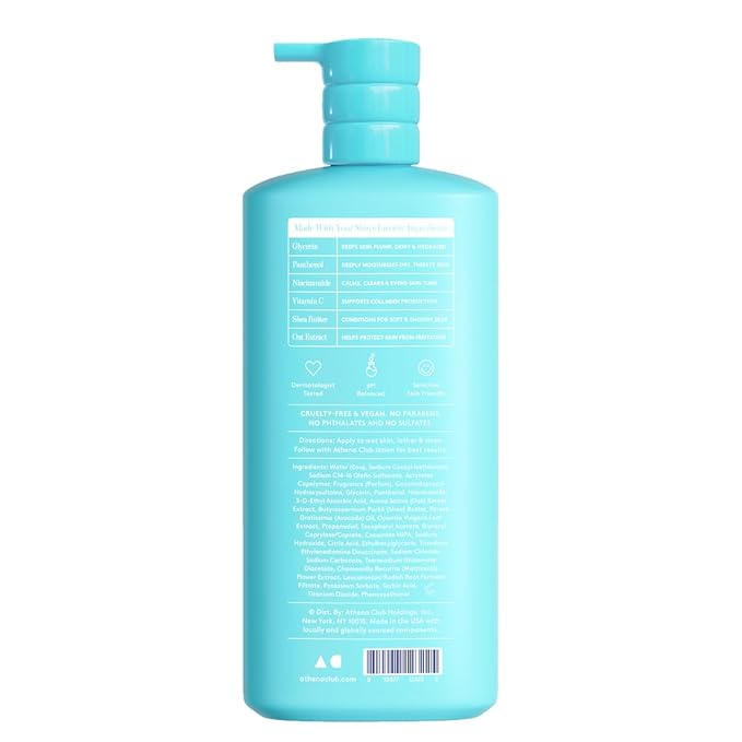 Athena Club Skin Replenishing Body Wash for Women, Sulfate Free Nourishing Cleanser with Niacinamide, Gently Cleanses Without Stripping, Sea Splash Fresh Scent, 18 fl oz