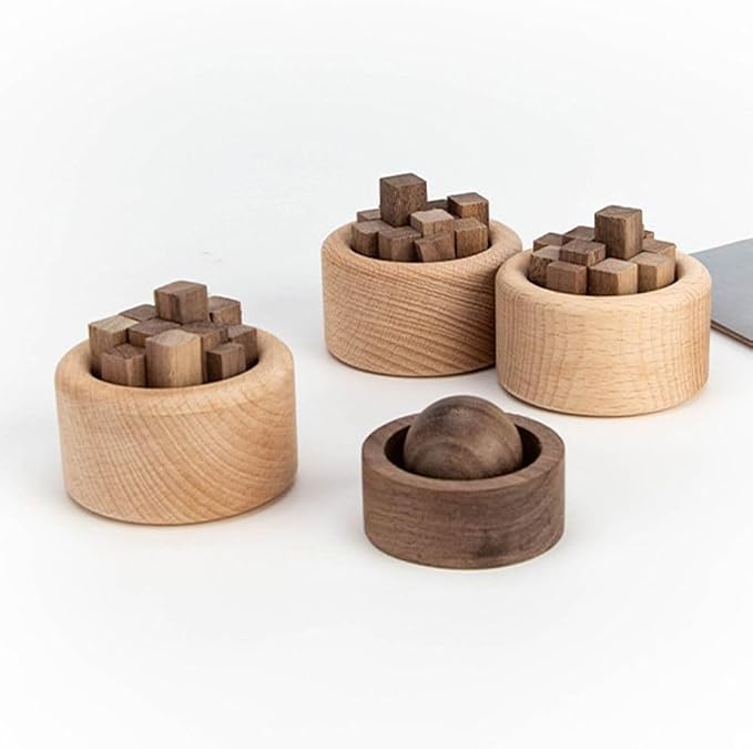 Aromatherapy Diffuser Spheres, Woodpile Essential Oil Diffusers, Wooden Diffuser for Car Home Office Bedroom Decoration(Black Walnut-Style C)