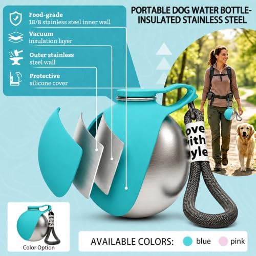 Portable Pet Water Bottle & Collapsible Dog Bowls, Spill Proof Water Dispenser, Cat Food Container & Dog Treat Holder, Small Size Pet Supplies Travel Accessories for Puppy Walking & Gifts