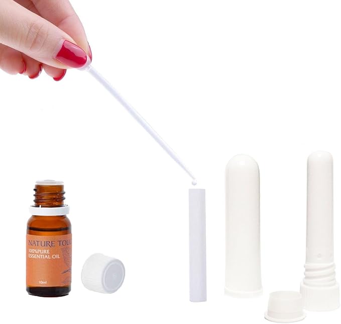 48 PCS Essential Oil Aromatherapy Blank Nasal Inhaler Tubes(Including 60 unscented wicks +3 Polyethylene Pipette Droppers +1Plastic tweezers)