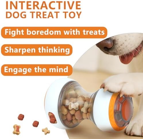 Kalimdor Interactive Dog Puzzle Toys for Boredom, Treat Dispensing Dog Toys, Dogs Enrichment Toy to Keep Them Busy, Treat Dispensing Slow Feeder,Mental Stimulation and Training (Orange)