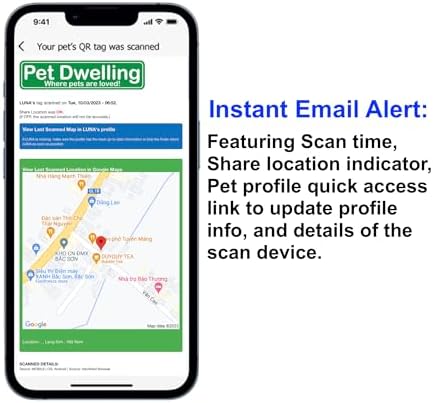 Pet Dwelling Aluminum QR Pet ID Tag – Smart Dog & Cat Tags with Free Personalized Online Profile, Instant Scan Alerts & AI-Powered Insights (Square Blue)
