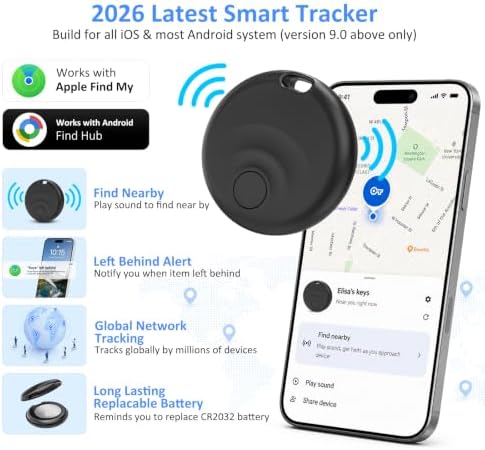 Bluetooth Tracker Tags for iOS & Android | Dual Compatibility with Apple Find My & Google Find Hub - Wireless Locator for Keys, Wallet, Pets, Luggage