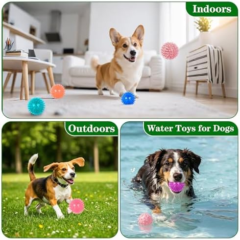 9 Pack Squeaky Dog Balls 2.5″ Dog Toys Balls for Small Medium Dogs Pet Puppy Chew Toys for Teething No Odor Durable Spiky Balls for Teeth Cleaning and Training for Small Dogs(Small)