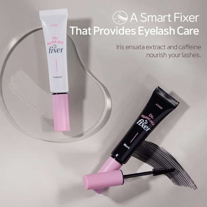 ETUDE Dr. Mascara Fixer, Korean Mascara Fixer, Long-Lasting Wax Formula, All-Day Curl Hold, Smudge-Proof, Korean Makeup, Beauty, Vegan Certified, Natural (Transparent, 0.203 Fl Oz)