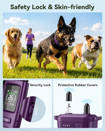 Shock Collar for Dogs - 4200FT Dog Training Collar with Remote-IPX8 Waterproof Reciver with 4 Modes, Rechargeable E-Collar for Small Medium Large Dogs (10-120lbs),Purpel