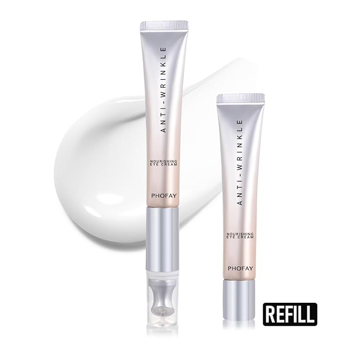 PHOFAY Anti-Wrinkle Moisturizing Eye Cream 14ml / 0.5 fl oz – Smart Sensor Electric Massager, Lightweight & Fragrance-Free Formula, Quick Absorption, Suitable for Sensitive Skin (0.24 floz)