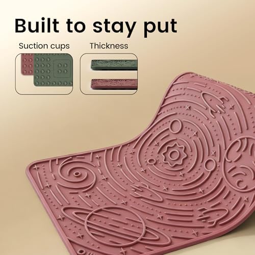 OHMO Lick Mat for Dogs&Cats, Space Pattern, 6×10", 2pcs, Brick Red&Camo Green