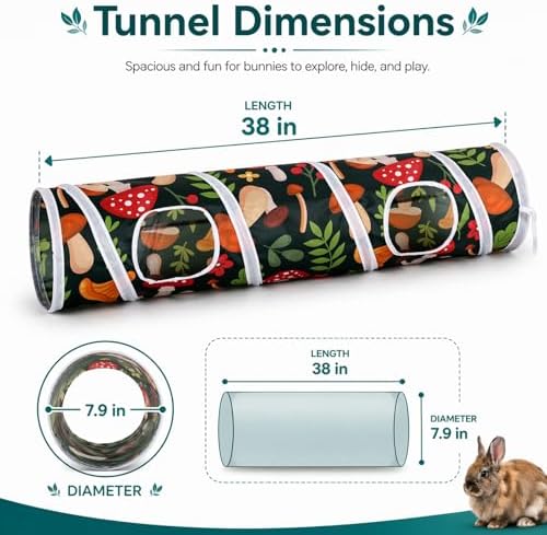 Rabbit Toys, Large Bunny Hideout Tunnel and Tube for Rabbit Guinea Pig Chinchilla Ferret Rat
