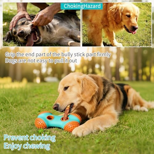 Dog Chew Toys 3 Pack, Squeaky Toy, Treat Dispensing Slow Feeder for Large and Medium Dog, Multifunctional Teeth Cleaning and Gum Massage (Bone-Ball-Glove)