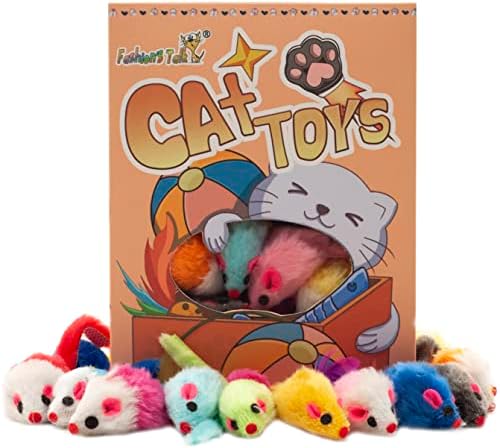 Fashion's Talk 48-Count Assorted Mice Cat Toys Furry Rattle Mouse Kitten Toy Mini Mice for Indoor Cats Interactive Play Color Varies