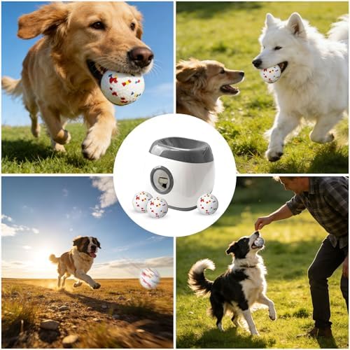 Automatic Dog Ball Launcher, 6 ETPU Balls, Adjustable Distance