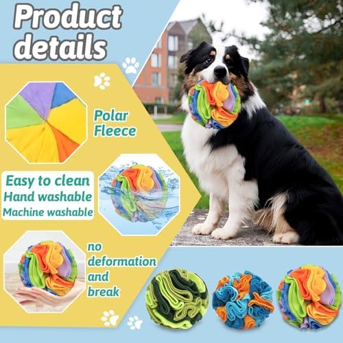 Andiker 5.9" Snuffle Ball for Dogs, Plush Colorful Interactive Snuffle Ball Hide Treat Dog Puzzle Toy for Relieving Boredom and Training Machine Washable Dog Balls for Small Dogs (Colorful, L)
