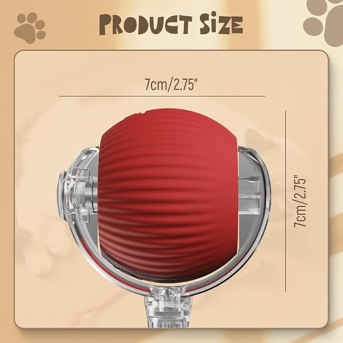 Interactive Rolling Dog Ball, 2026 New Automatic Interactive Dog & Cat Ball Toy, Self-Moving 360° Rolling Ball for Dogs & Cats (Red)