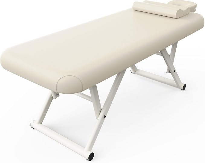 Heavy Duty Stationary Massage Table - Adjustable Massage Table With Adjustable Height & Fixed Backrest, Treatment Tables With PU Leather, C-Shaped Pillow and Sturdy Metal Frame Support Up to 1000LBS