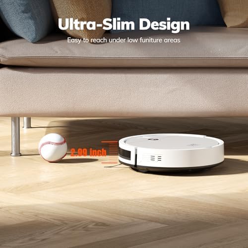 ILIFE V2 Robot Vacuum Cleaner, Tangle-Free Suction | 120 Mins Runtime, Slim, Self-Charging Robotic Vacuum Cleaner, Ideal for Pet Hair and Hard Floors