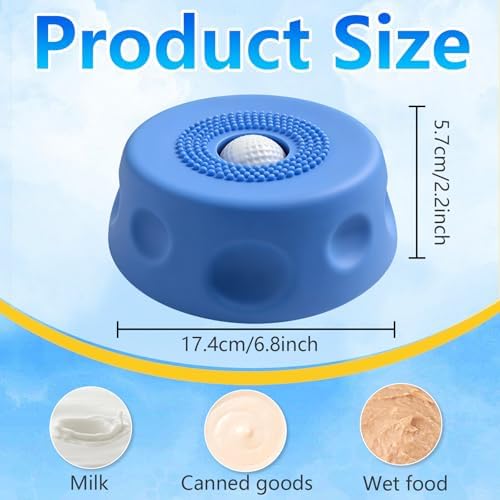 Dog Lick Bowl with Ball, Dog Licking Bowl with Rolling Ball, Slow Feeder Dog Bowls for Liquid Treats, Interactive Lick Bowl Anti-Slip Lick Toy for Large Medium Small Dogs (Blue)