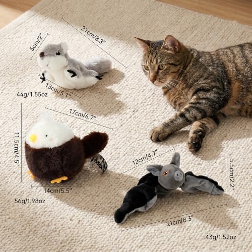 Flapping Bat Cat Toy, Interactive Self Play Pet Toy with USB Charging (C)
