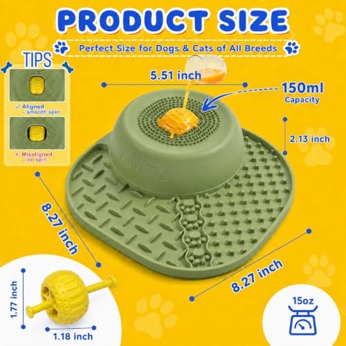 Slow Feeder Dog Bowls, Lick Mat & Interactive Rolling Ball, Dishwasher Safe