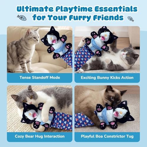 Interactive Cat Toys Cute Play Set with Wrestling Glove, Karate Kitty, Catsumo, Wrestling Puppet, Fun Interactive Toy for Indoor Cats & Kittens (cat02)