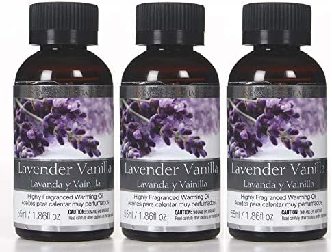Hosley's Set of 3, 55 ml Lavender Vanilla Fragrance Warming Oils. Ideal Gift for Weddings, Spa, Meditation Settings. P1