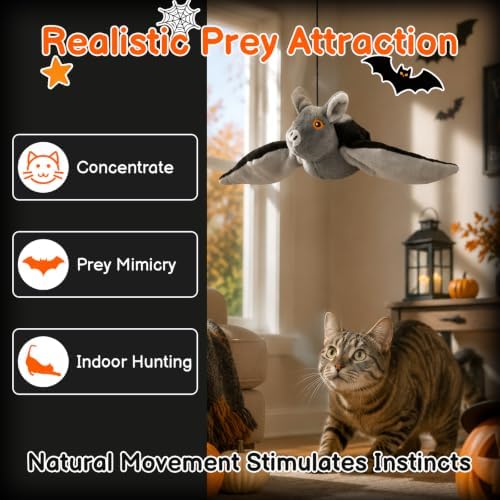 Flying Bat Dog Toy - Flying Bat Toy for Dogs, Flapping Bird Interactive Cat Toy, Mimics Real Soar Motion, Cute Flapping Wings Electric Teasing Cat/Dog Toy, Hanging and Ground Play