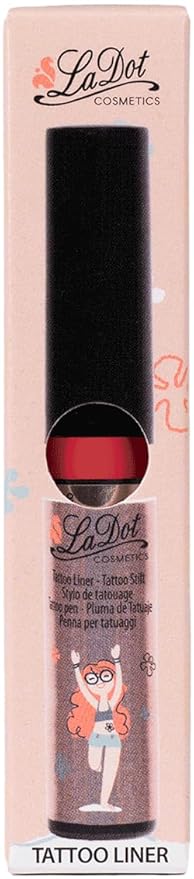 LaDot Temporary Tattoo Liner Pen – Fine Tip Waterproof Body Art Marker for Drawing Custom Skin Designs – Ideal for Temporary Tattoos, Festivals, Parties & More (Red)